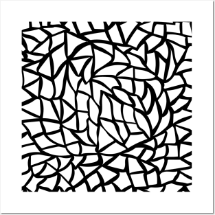 Black and white abstract mosaic print Posters and Art